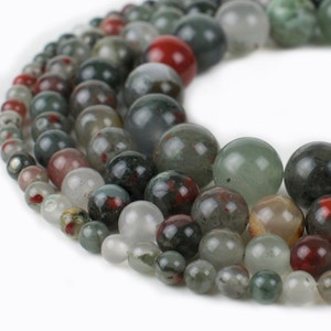 Natural African Bloodstone Beads 4mm 6mm 8mm 10mm 12mm Loose Gemstone Round 15.5&quot; Full Strand Wholesale