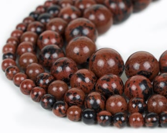 Perles d'obsidienne en acajou naturel 4mm 6mm 8mm 10mm rondes 15.5" plein brin pierres précieuses en gros