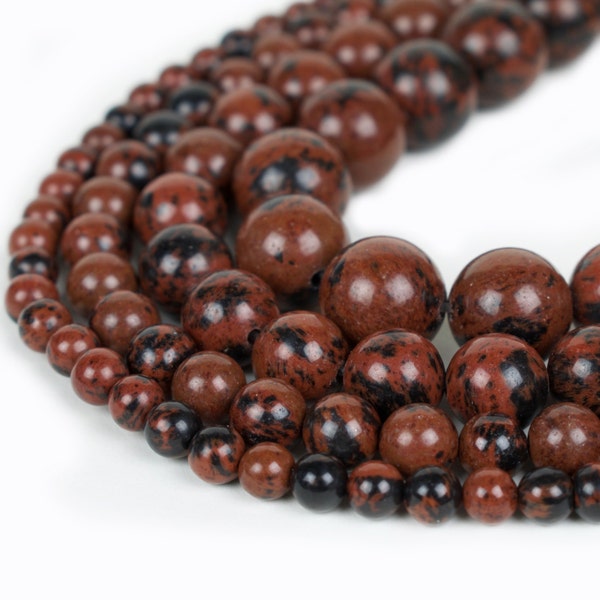 Natural Mahogany Obsidian Beads 4mm 6mm 8mm 10mm Round 15.5" Full Strand Wholesale Gemstones