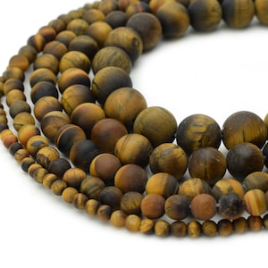 Natural Matte Tiger Eye Beads 4mm 6mm 8mm 10mm 12mm Wholesale Round Gemstone 15.5" Full Strand mala stones