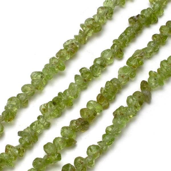 Natural Peridot Chip Beads 3-5mm 32" Strand | Grade A | Crystal Gemstone Tiny For Jewelry Making Irregular Nugget