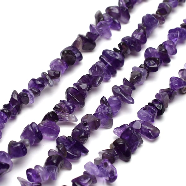 Natural Dark Amethyst Chip Beads Approx 5-8mm 32" Strand Tiny Crystal Gemstone For Jewelry Making Irregular Nugget