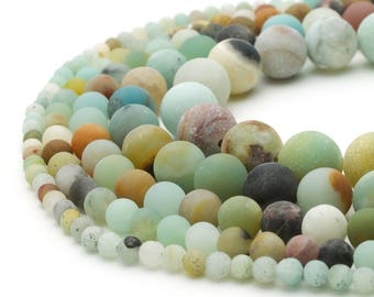 Natural Matte Amazonite Beads 4mm 6mm 8mm 10mm 12mm Round 15.5" Full Strand Wholesale Gemstones