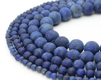 Matte Lapis Lazuli Beads Round 4mm 6mm 8mm 10mm 12mm 15.5" Strand Loose Beads