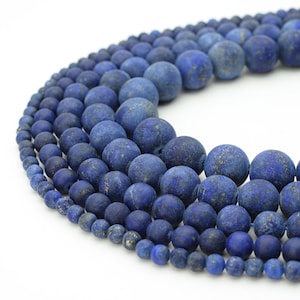 Matte Lapis Lazuli Beads Round 4mm 6mm 8mm 10mm 12mm 15.5" Strand Loose Beads