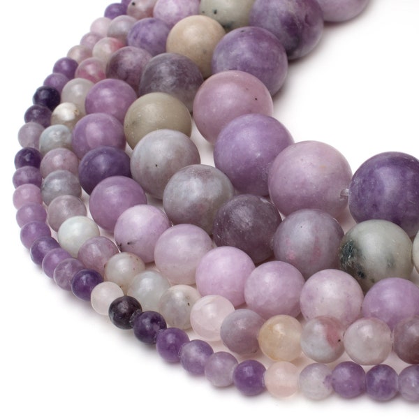 Natural Lilac Stone Beads 4mm 6mm 8mm 10mm 12mm Round Purple Gemstone For Jewelry Making 15" Strand