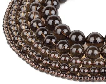 Natural Smoky Quartz Beads 4mm 6mm 8mm 10mm 12mm Loose Gemstone Round 15.5" Full Strand Wholesale