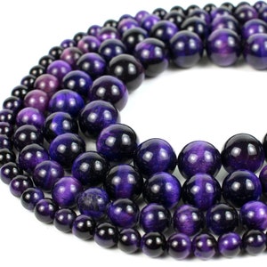 Purple Tiger Eye Beads 4mm 6mm 8mm 10mm 12mm Wholesale Round Gemstone 15.5&quot; Full Strand mala stones