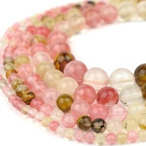 Watermelon Stone Bead Strand, Full 15.5&quot; Strand Smooth Round Wholesale 4mm 6mm 8mm 10mm 12m