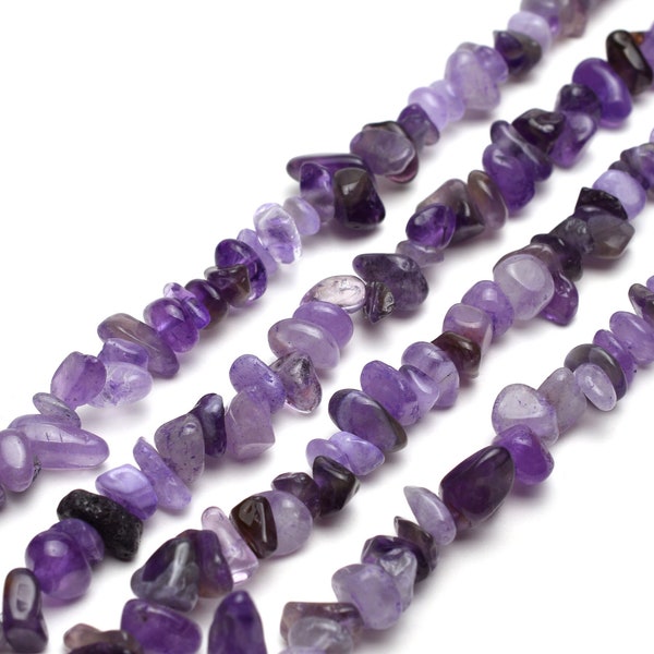 Natural Light Amethyst Chip Beads Approx 5-8mm 32" Strand Tiny Crystal Gemstone For Jewelry Making Irregular Nugget