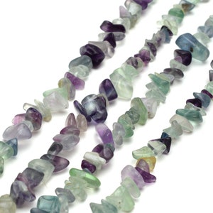 Natural Fluorite Chip Beads Approx 5-8mm 32" Strand Tiny Crystal Gemstone For Jewelry Making Irregular Nugget