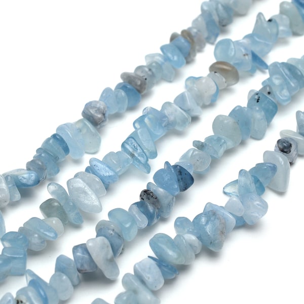 Natural Aquamarine Chip Beads Approx 5-8mm 32" Strand Tiny Crystal Gemstone For Jewelry Making Irregular Nugget