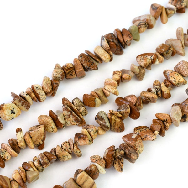 Natural Picture Jasper Chip Beads Approx 5-8mm 32" Strand Tiny Crystal Gemstone For Jewelry Making Irregular Nugget