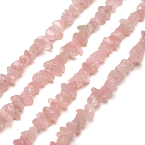 Natural Rose Quartz Chip Beads Approx 5-8mm 32" Strand Tiny Crystal Gemstone For Jewelry Making Irregular Nugget