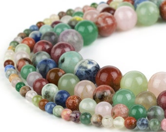 Natural Mixed Beads, 4mm 6mm 8mm 10mm Round, Full Strand 15.5 inch, wholesale mala beads
