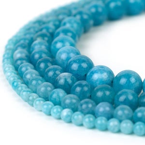 Blue Quartz Bead Strand, Full 15.5" Strand Smooth Round Wholesale 4mm 6mm 8mm 10mm 12m