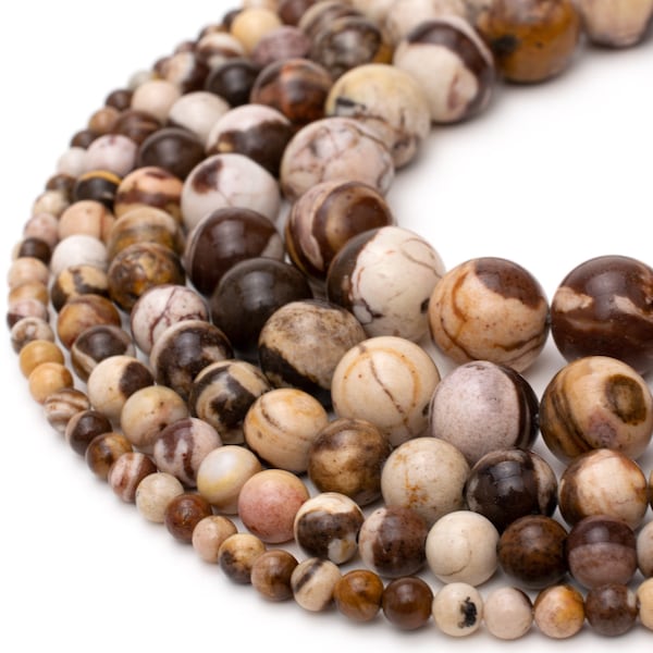 Natural Zebra Jasper Beads | 15.5" Strand Polished Round Gemstone | 4mm 6mm 8mm 10mm 12mm | Jewelry Making