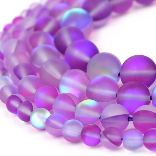 Matte Clear Iridescent Rainbow Glass Synthetic Moonstone Beads Etsy