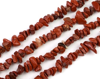 Cuentas de jaspe rojo natural en forma de chip, de aproximadamente 5-8 mm, tira de 32", pequeñas piedras preciosas de cristal para hacer joyas, pepitas irregulares.