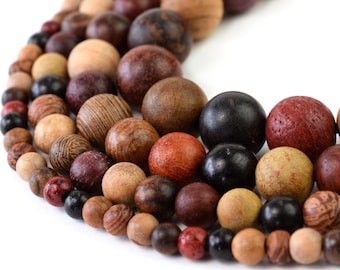 Sandalwood Beads Multicolor Natural Wood for Jewelry Making 4mm 6mm 8mm 10mm Round 15.5" Strand, Wholesale