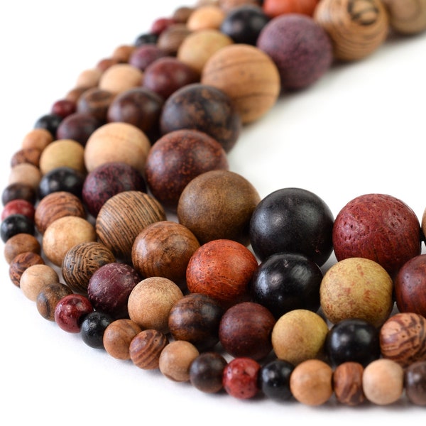 Sandalwood Beads Multicolor Natural Wood for Jewelry Making 4mm 6mm 8mm 10mm Round 15.5" Strand, Wholesale