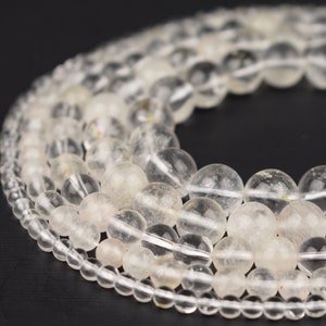 Natural Crystal Quartz Beads 4mm 6mm 8mm 10mm 12mm Loose Gemstone Round 15.5" Full Strand Wholesale