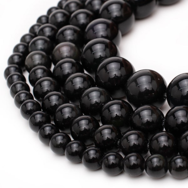 Natural Rainbow Obsidian Beads AAA | 6mm 8mm 10mm 12mm Round Bead Craft  | 16" Strand For Jewelry Making Beaded Crafts