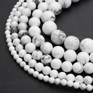 Natural White Howlite Beads 4mm 6mm 8mm 10mm 12mm 14mm Round 15.5" Full Strand Wholesale Gemstones