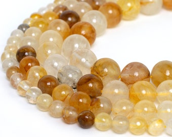 Natural Golden Healer Quartz Beads 6mm 8mm 10mm 12mm Round 15" Strand Gemstone Smooth Stone For Jewelry Making Wholesale DIY Mala