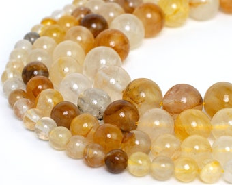 Naturalne złote koraliki kwarcowe uzdrowicielskie 6 mm, 8 mm, 10 mm, 12 mm, okrągłe, 15-calowe, gładkie, do hurtowego wyrobu biżuterii DIY Mala