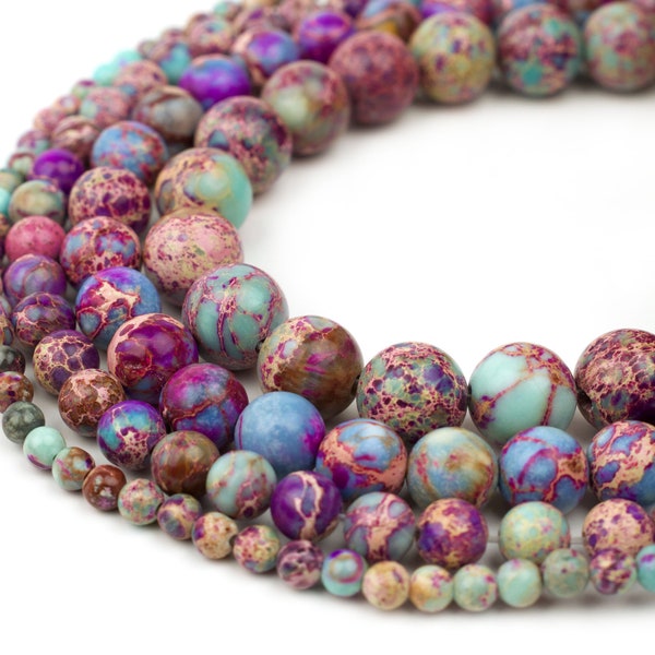 Galaxy Sea Sediment Jasper Beads 4mm 6mm 8mm 10mm Regalite Round Imperial Impression Stone, 15.5" Full Strand, Wholesale