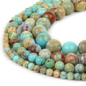 Mint Sea Sediment Jasper Beads 4m 6mm 8mm 10mm Regalite Round Imperial Impression Stone, 15.5&quot; Full Strand