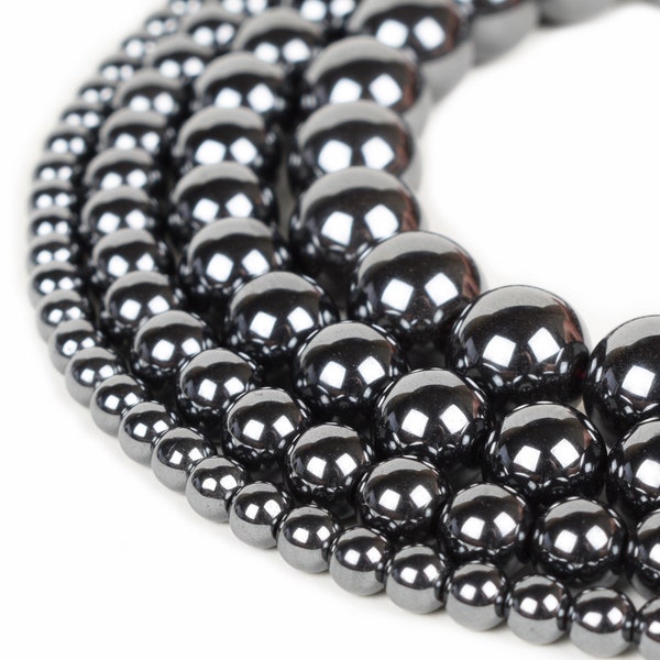 Hematite Beads 4mm 6mm 8mm 10mm 12mm Non-magnetic Loose Gemstone Round 15.5" Full Strand Wholesale