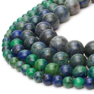 Azurite Malachite Phoenix Lapis Chrysocolla Beads Round 4mm 6mm 8mm 10mm 12mm 14mm 15.5" Strand Loose Jewelry and Bracelet Making