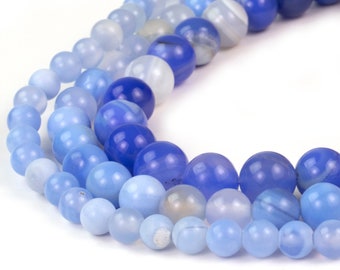 Natürlicher blauer Chalcedon 4mm 6mm 8mm 10mm Rund 15,5 "voller Strang, Großverkauf