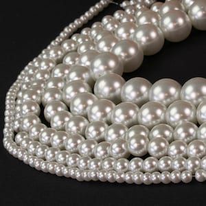 White Ivory Glass Pearl Beads 4mm 6mm 8mm 10mm 12mm 14mm Round  16&quot; Full Strand Wholesale Gemstones