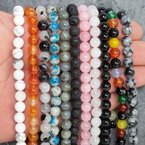 Natural Gemstone Bead Strand 15" 4mm 6mm 8mm 10mm 12mm Round Wholesale Stone & Crystal Jewelry Making Loose Mala DIY Bracelet Making Bulk