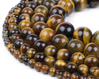 Natural Tiger Eye Beads 4mm 6mm 8mm 10mm 12mm Wholesale Round Gemstone 15.5" Full Strand mala stones