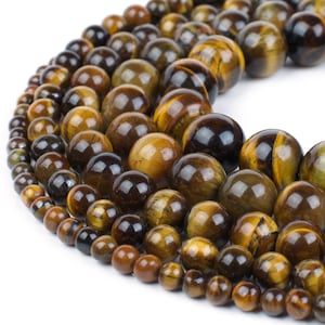 Natural Tiger Eye Beads 4mm 6mm 8mm 10mm 12mm Wholesale Round Gemstone 15.5 Full Strand mala stones image 1