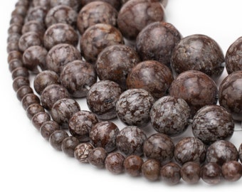 Natural Brown Snowflake Obsidian Beads 4mm 6mm 8mm 10mm 12mm Loose Gemstone Round 15.5" Full Strand For Jewelry Making