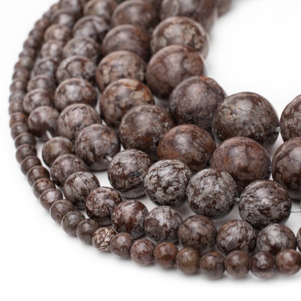 Natural Brown Snowflake Obsidian Beads 4mm 6mm 8mm 10mm 12mm Loose Gemstone Round 15.5" Full Strand For Jewelry Making