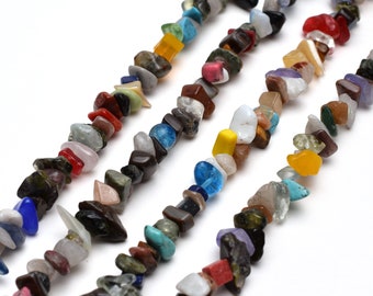 Mixed Variety Chip Beads Approx 5-8mm 32" Strand Tiny Crystal Gemstone For Jewelry Making Irregular Nugget