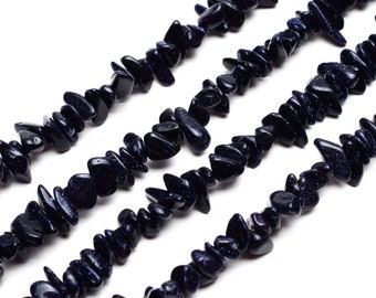 Blue Goldstone Chip Beads Sandstone Approx 5-8mm 32" Strand Tiny Crystal Gemstone For Jewelry Making Irregular Nugget