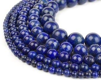 Lapis Lazuli Beads Round 4mm 6mm 8mm 10mm 12mm 14mm 15.5" Strand Loose Beads