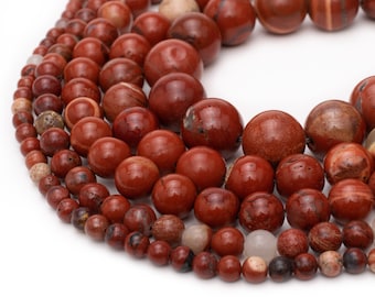 Natural Red Brecciated Jasper Beads | Round Polished Loose | 4mm 6mm 8mm 10mm 12mm | Jewelry Making