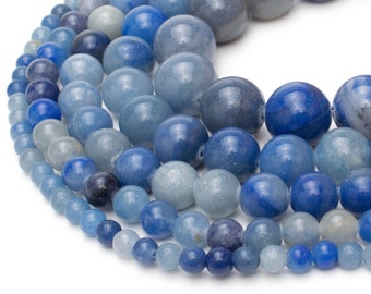 Abalorios de aventurina azul / 4 mm 6 mm 8 mm 10 mm 12 mm / Piedra preciosa redonda / Cuenta de hilo de 15.5 "para la fabricación de joyas