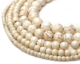 White Howlite Turquoise Beads 4mm 6mm 8mm 10mm 12mm 15.5" Full Strand Jewelry & Bracelet Making