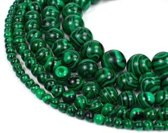 Malachite Beads, Full 15.5" Strand Synthetic Round Wholesale 4mm 6mm 8mm 10mm 12mm