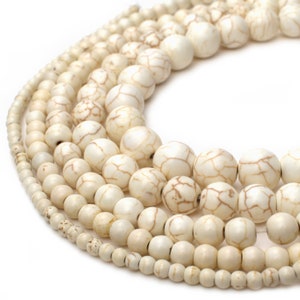 White Howlite Turquoise Beads 4mm 6mm 8mm 10mm 12mm 15.5" Full Strand Jewelry & Bracelet Making