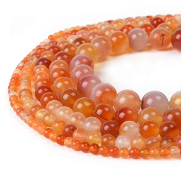 Natural Carnelian Beads, Full 15.5" Strand Natural Round Wholesale 4mm 6mm 8mm 10mm 12mm